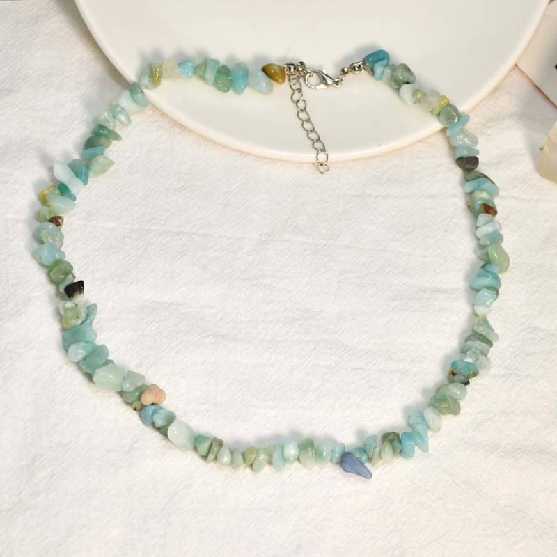 Neue Mode Boho Kies Halsband Korallen Aventurin Lapislazuli Amethyst Quarz Unregelmäßigen Natürlichen Stein Chips Frauen Halsketten von Joom DACH