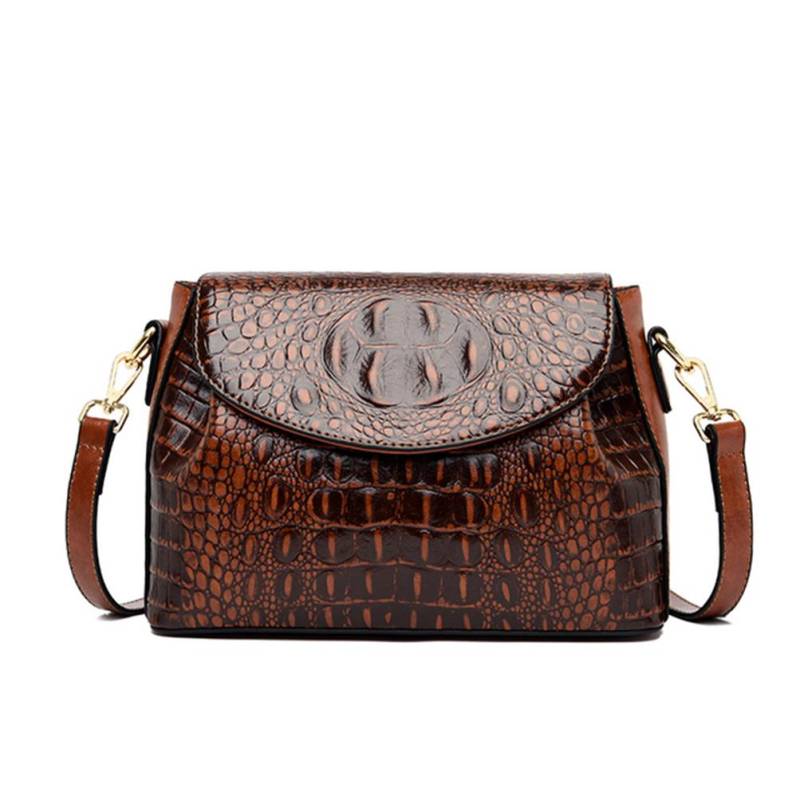 Neue Mode Dame Schulter Tasche Kopf Schicht Rindsleder Krokodil Muster Tasche Weibliche Designer Luxus Reisen Tasche Umhängetasche braun von Joom DACH