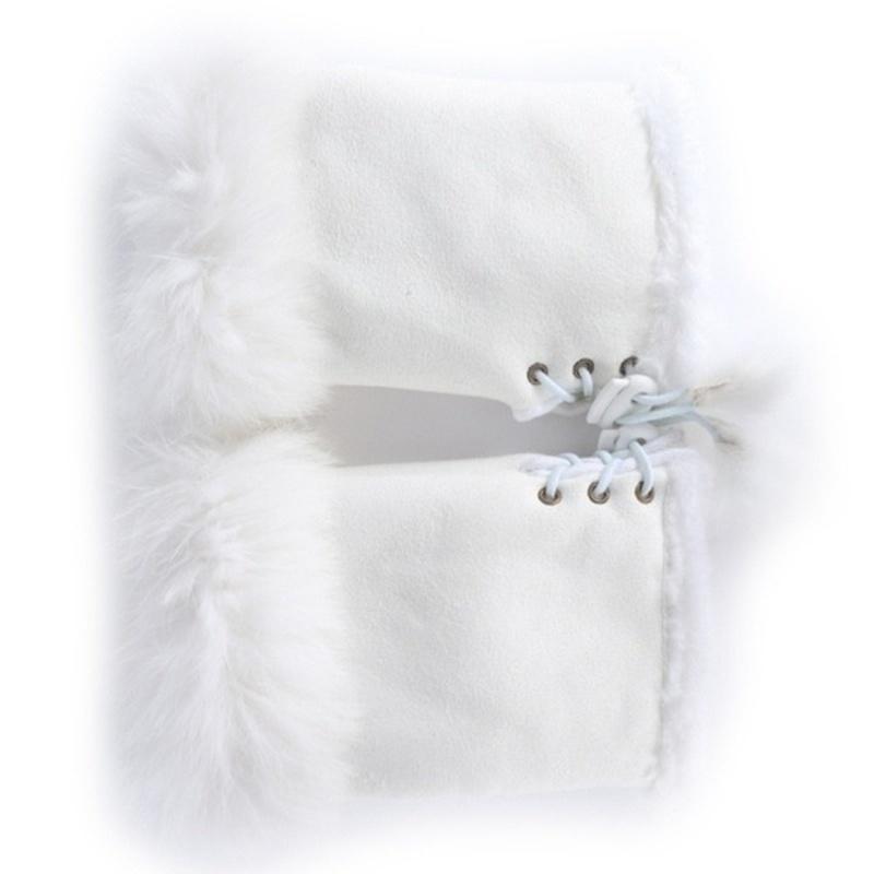 Neue Mode Damen Faux Kaninchenfell Hand Handgelenkwärmer Halbfingerhandschuhe Winterhandschuh weiß von Joom DACH