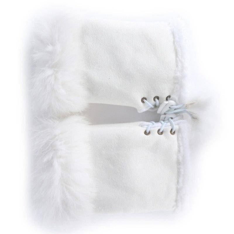 Neue Mode Damen Faux Kaninchenfell Hand Handgelenkwärmer Halbfingerhandschuhe Winterhandschuh weiß von Joom DACH