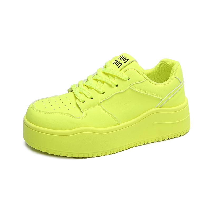 Neue Mode Damen-Sneaker Damen-Vulkanisierte Schuhe Rosa Niedlich Mode Damen-Schuhe Schnürschuhe Skateboard-Schuhe Lässig 36 fluoreszierende gelbe von Joom DACH