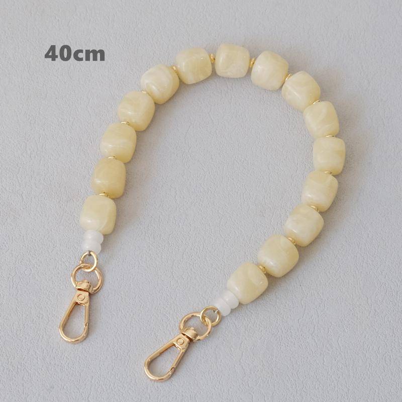 Neue Mode Damen Tasche Accessoire Abnehmbare Candy Perlenketten Niedlich Acryl Luxus Riemen Damen Elegante Tasche Acryl Griffkette 40CM beige von Joom DACH