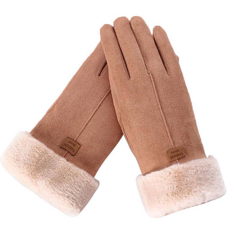 Neue Mode Handschuhe Herbst Winter Nette Pelzigen Warme Handschuhe Volle Finger Handschuhe Frauen Outdoor Sport Weibliche Handschuhe Bildschirm One Size braun von Joom DACH