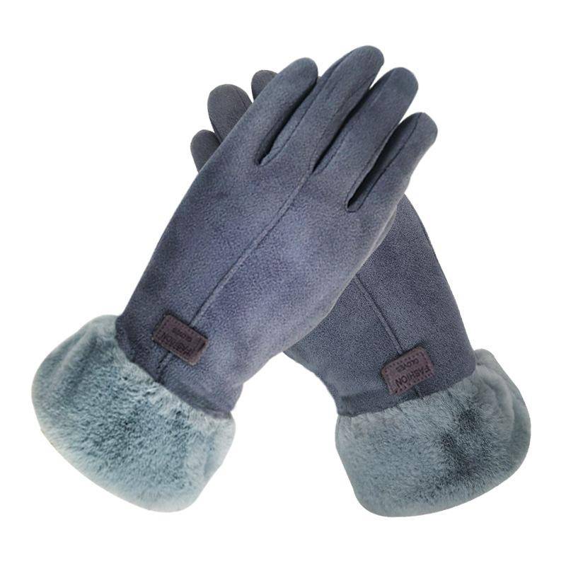 Neue Mode Handschuhe Herbst Winter Nette Pelzigen Warme Handschuhe Volle Finger Handschuhe Frauen Outdoor Sport Weibliche Handschuhe Bildschirm One Size graue von Joom DACH