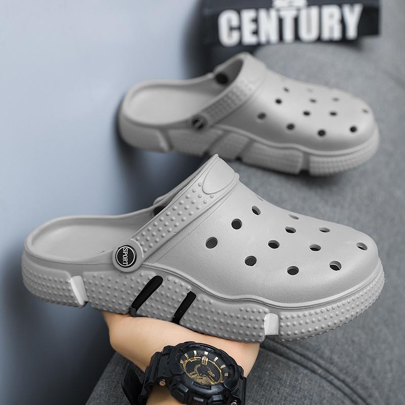 Neue Mode Hohl-out Atmungsaktive Hausschuhe Sommer Strand Schuhe Hausschuhe für Männer Outdoor/Indoor Sandalen 43 grau von Joom DACH