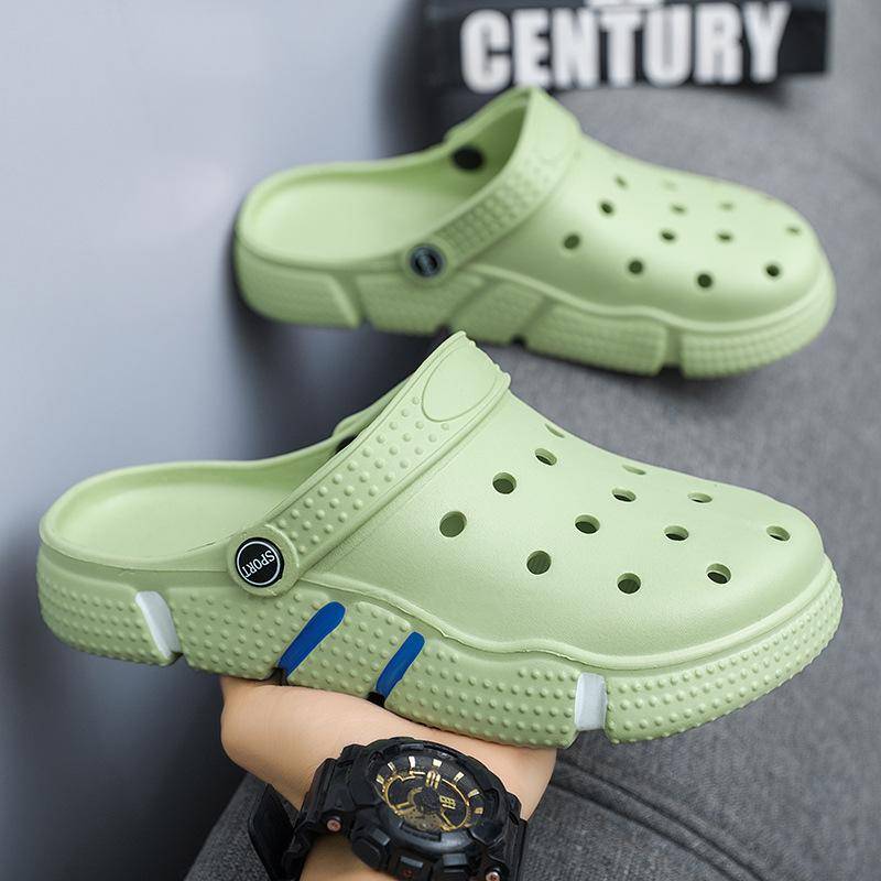 Neue Mode Hohl-out Atmungsaktive Hausschuhe Sommer Strand Schuhe Hausschuhe für Männer Outdoor/Indoor Sandalen 46 grün von Joom DACH