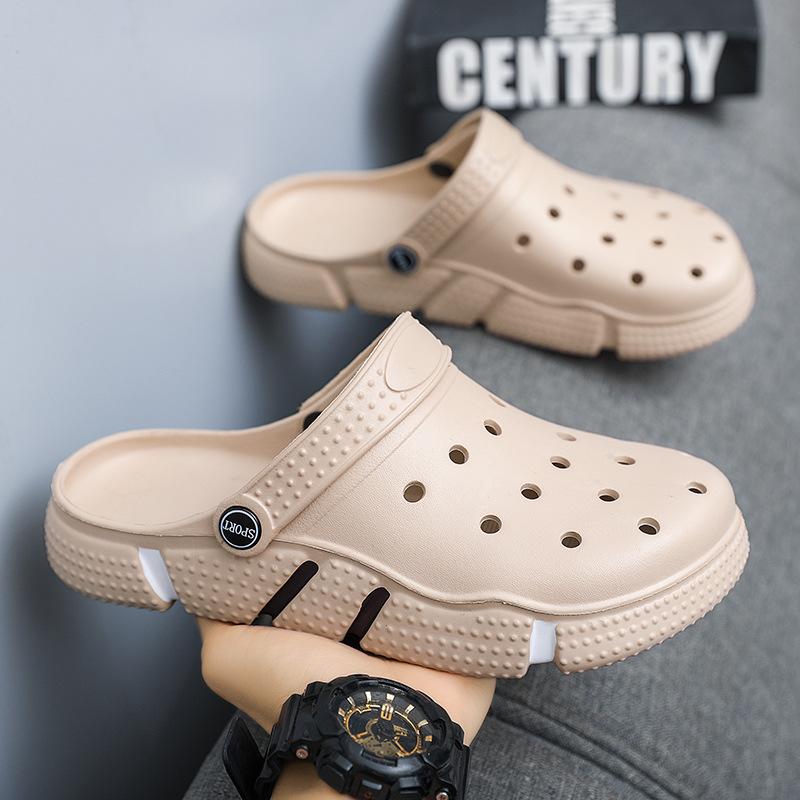 Neue Mode Hohl-out Atmungsaktive Hausschuhe Sommer Strand Schuhe Hausschuhe für Männer Outdoor/Indoor Sandalen 50 khaki von Joom DACH