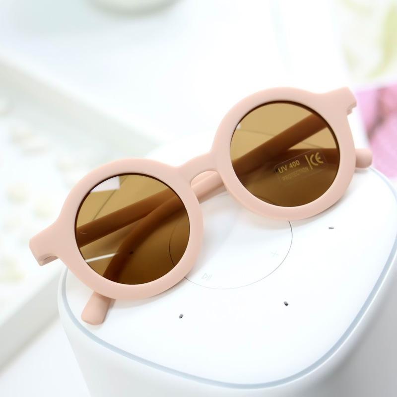 Neue Mode Kinder Sonnenbrille Kleinkind Retro Einfarbig Ultraviolett-beständig Runde Komfort Brille Brillen für Kinder rosa von Joom DACH