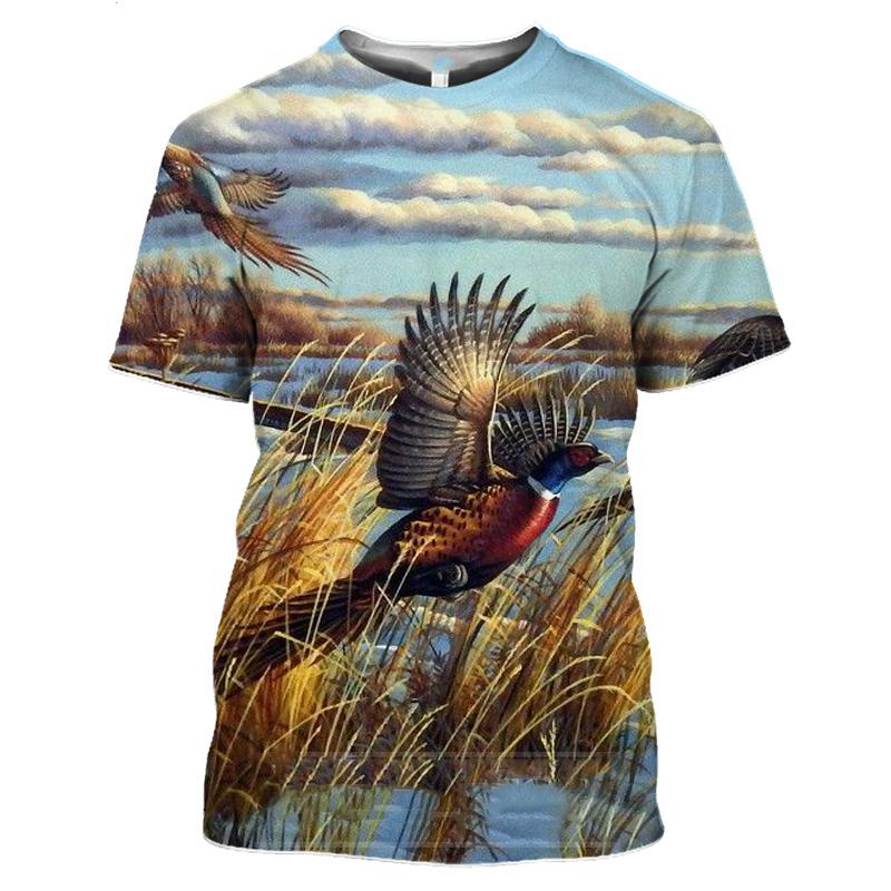 Neue Mode Männer Hoodies 3D-Druck T-Shirt Neue Mode Tier Jagd Ente Kunst T-Shirt T-Shirts Shorts Ärmel Bekleidung Unisex 2XL von Joom DACH