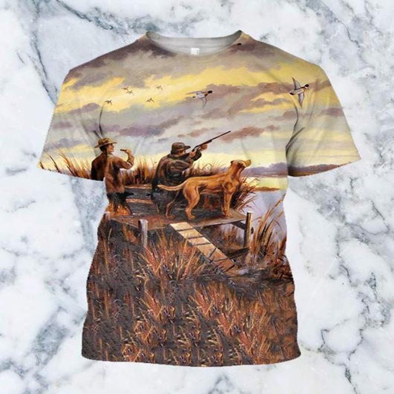 Neue Mode Männer Hoodies 3D-Druck T-Shirt Neue Mode Tier Jagd Ente Kunst T-Shirt T-Shirts Shorts Ärmel Bekleidung Unisex M von Joom DACH