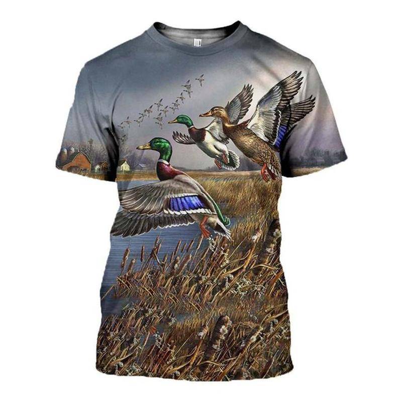 Neue Mode Männer Hoodies 3D-Druck T-Shirt Neue Mode Tier Jagd Ente Kunst T-Shirt T-Shirts Shorts Ärmel Bekleidung Unisex XL von Joom DACH