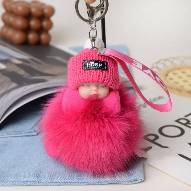 Neue Mode Nette Frauen Tasche Anhänger Plüsch Anhänger Schlaf Puppe Auto Schlüsselbund Anhänger Weihnachten Geschenk rose rot von Joom DACH