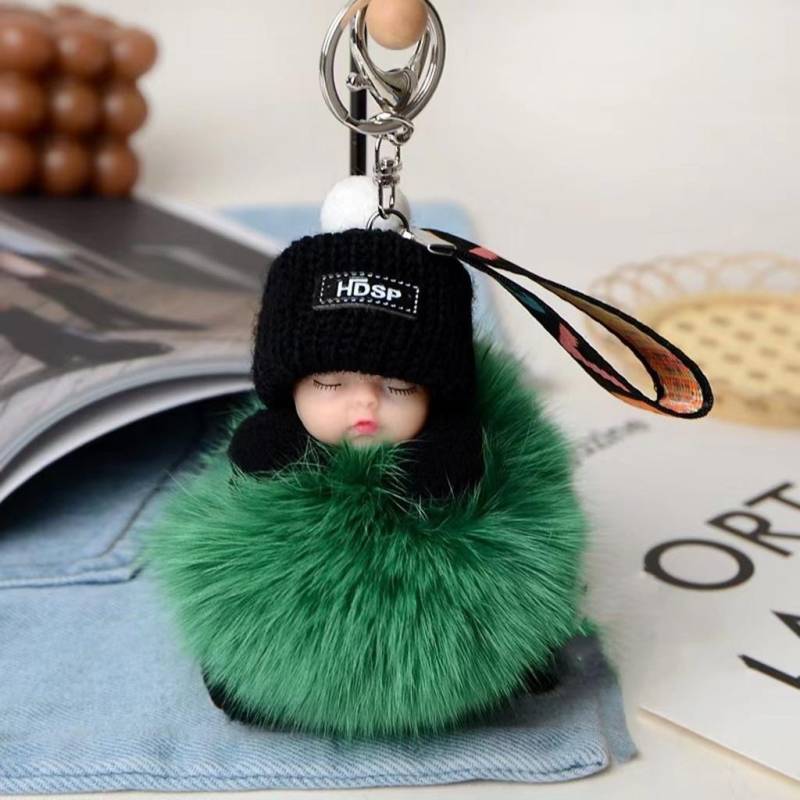 Neue Mode Nette Frauen Tasche Anhänger Plüsch Anhänger Schlaf Puppe Auto Schlüsselbund Anhänger Weihnachten Geschenk grün von Joom DACH