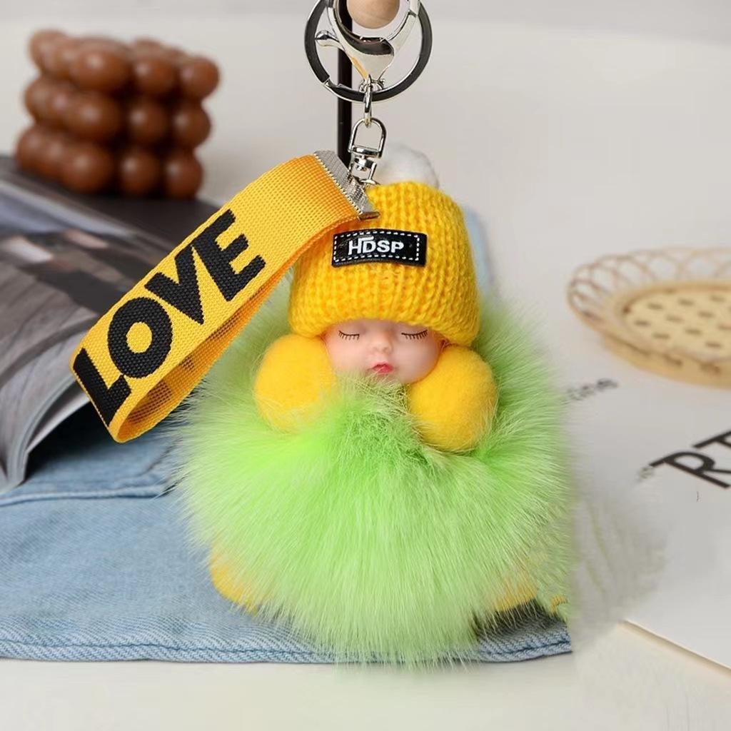 Neue Mode Nette Frauen Tasche Anhänger Plüsch Anhänger Schlaf Puppe Auto Schlüsselbund Anhänger Weihnachten Geschenk hellgrüne von Joom DACH