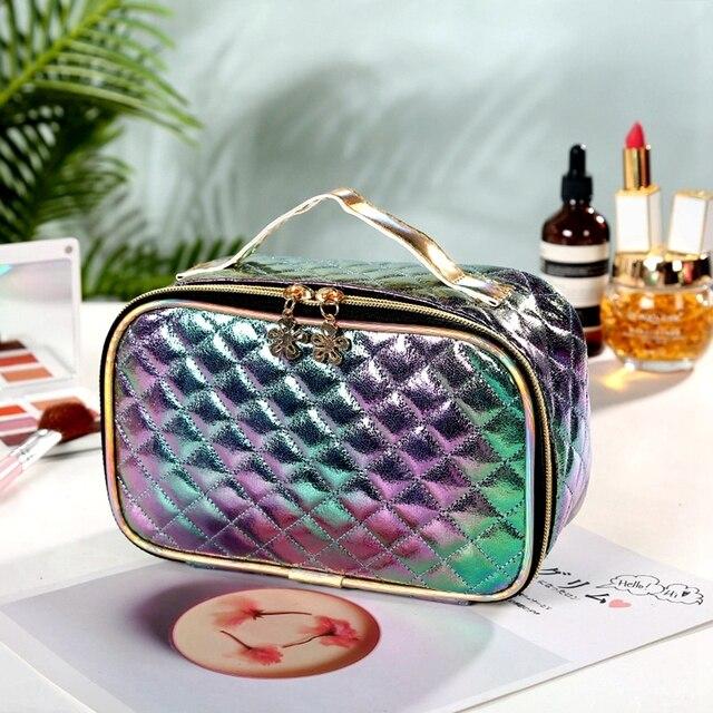 Neue Mode Pu Tragbare Kosmetik Fall Make-Up Tasche Casual Quadratischen Gitter Frauen Lagerung Kulturbeutel von Joom DACH