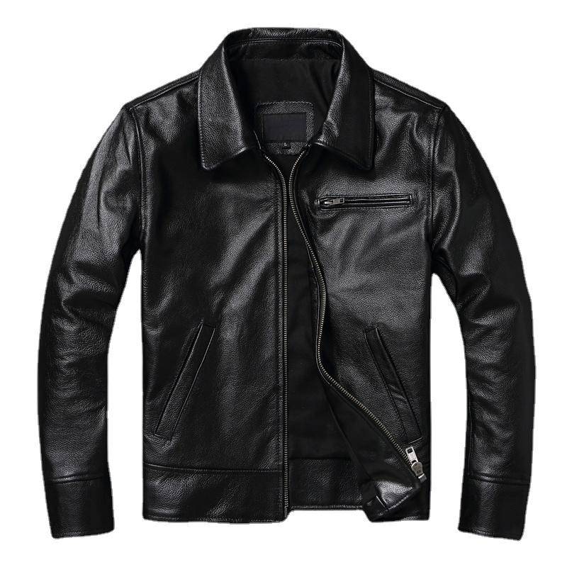 Neue Mode Schwalbenschwanz Stil Echtes Leder Jacke Männer Schlanke Herren Jacke Junge Echte Rindsleder Mantel Kuh Kleidung Frühling Herbst XL schwarz von Joom DACH