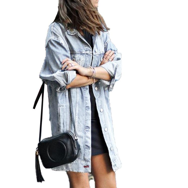 Neue Mode Sommer Frauen Denim Jacke Mode Oversize Casual Langen Mantel M hellblaue von Joom DACH