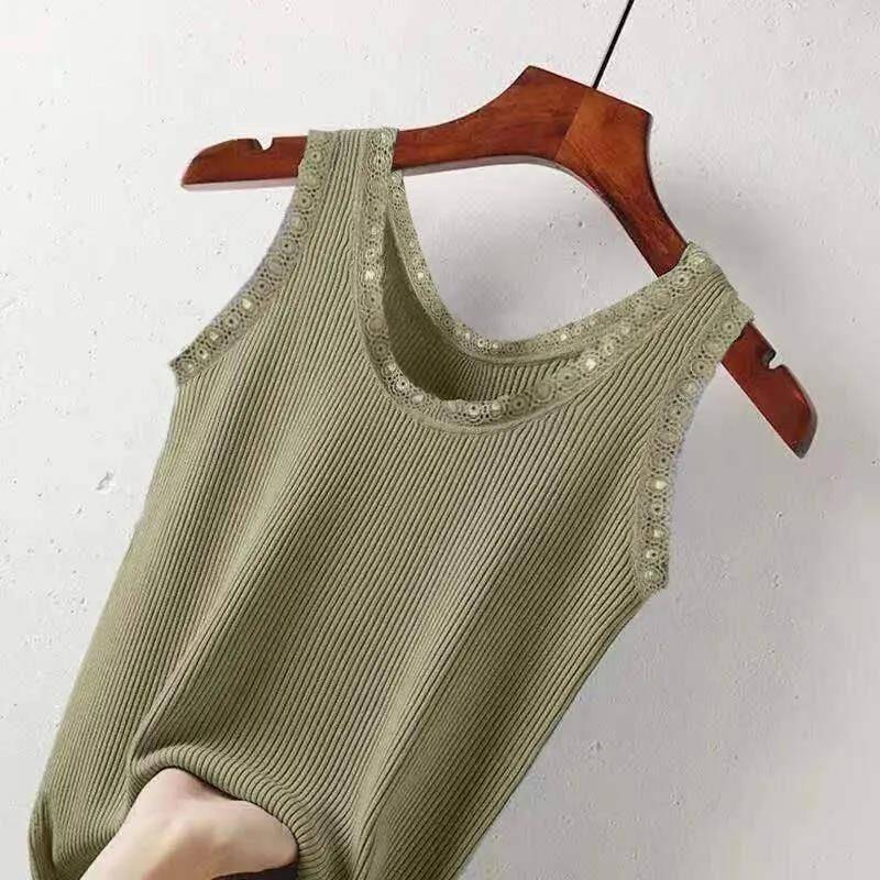 Neue Mode Sommer frauen Spitze Seite Leibchen Gewinde Große Größe Slim Fit Tragen EINE Bodenbildung Shirt Ärmellose Weste XXL grün von Joom DACH