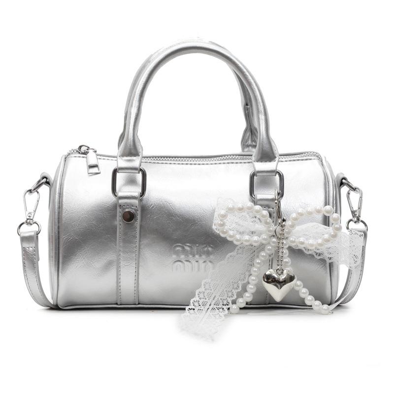 Neue Mode Vielseitige Handtrage Zylinder Tasche Damen Umhängetasche no pendant silber von Joom DACH