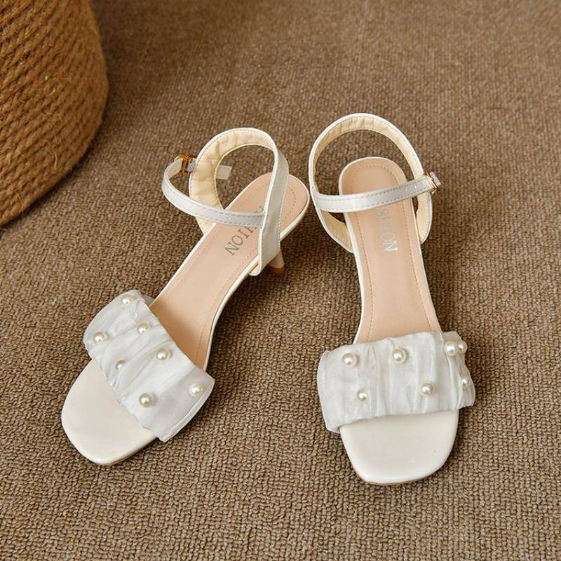 Neue Mode Weißer High Heel Schuh Schnalle Sandalen Grace Kleid Weiblich Designer Party Schuhe Sommer Damen Sandalen Übergröße 41 42 40 weiß von Joom DACH
