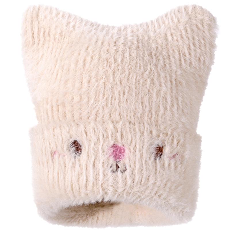 Neue Niedliche KATZENOHR Mütze Kunstfell Wintermützen Für Damen Mode Outdoor Dandy Strickmütze Warme Mütze Für Mädchen Geschenke 54cm-58cm beige von Joom DACH