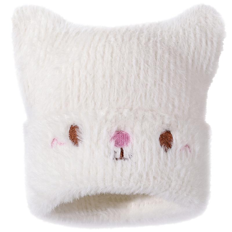 Neue Niedliche KATZENOHR Mütze Kunstfell Wintermützen Für Damen Mode Outdoor Dandy Strickmütze Warme Mütze Für Mädchen Geschenke 54cm-58cm weiß von Joom DACH