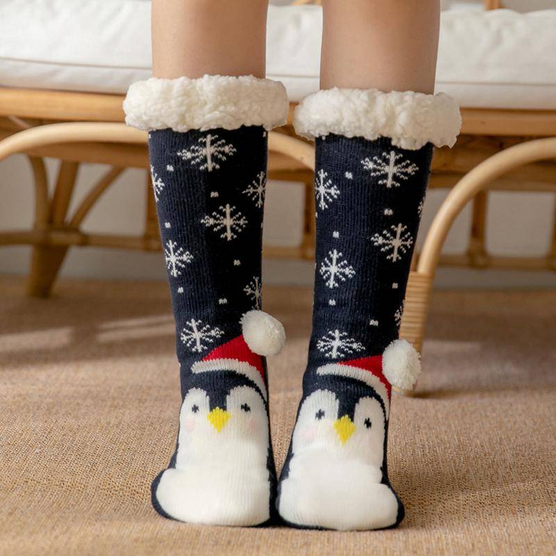 Neue Niedliche Warme Socken Verdicken Plus Baumwolle Winter Damen Socken Weihnachten Kawaii Strumpf Weihnachtsgeschenk Zuhause Boden Zimmer Lustige Socke One Size von Joom DACH