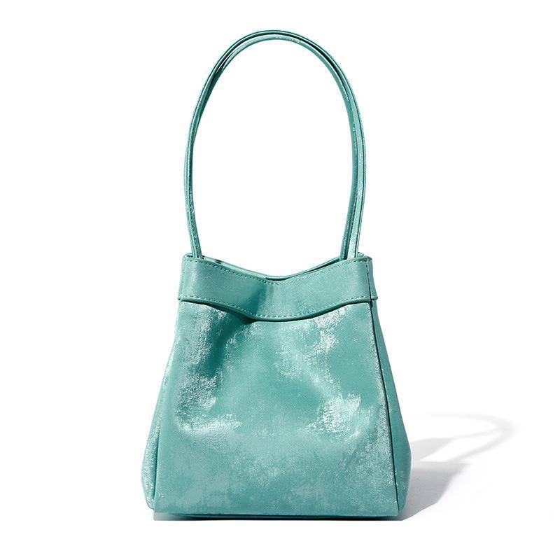 Neue Nischendesign Rindsleder Quadratische Tasche Chinesische Eimertasche Damen Schulterhandtasche grün von Joom DACH