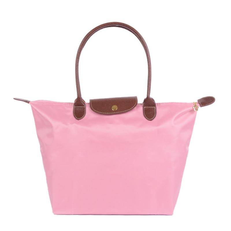 Neue Nylon Strand Tote Tasche Mode Frauen Handtasche Tote Oxford Schulter Taschen Weibliche Wasserdichte Knödel Falten Einkaufstasche 2024 S rosa von Joom DACH