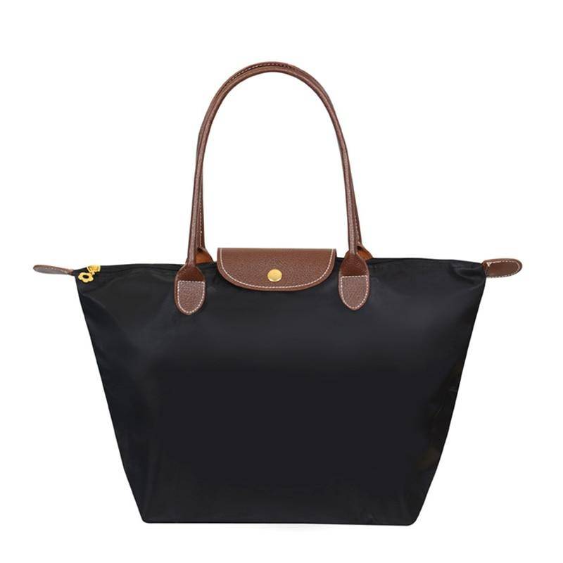 Neue Nylon Strand Tote Tasche Mode Frauen Handtasche Tote Oxford Schulter Taschen Weibliche Wasserdichte Knödel Falten Einkaufstasche 2024 S schwarz von Joom DACH