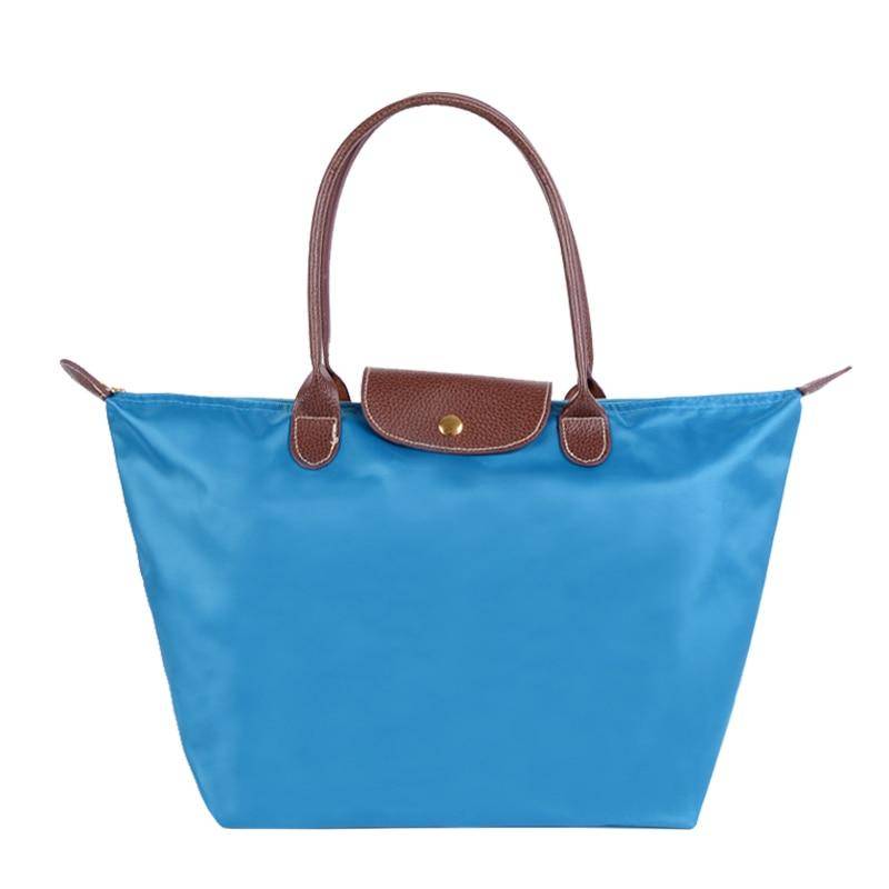 Neue Nylon Strand Tote Tasche Mode Frauen Handtasche Tote Oxford Schulter Taschen Weibliche Wasserdichte Knödel Falten Einkaufstasche 2024 S see-blaue von Joom DACH