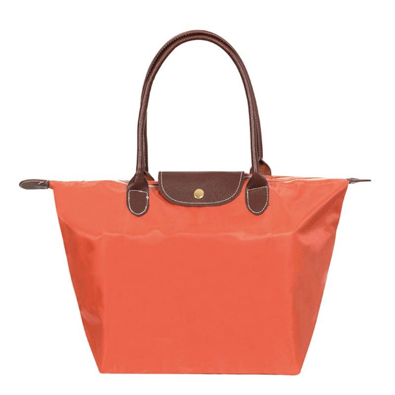 Neue Nylon Strand Tote Tasche Mode Frauen Handtasche Tote Oxford Schulter Taschen Weibliche Wasserdichte Knödel Falten Einkaufstasche 2024 S orange von Joom DACH