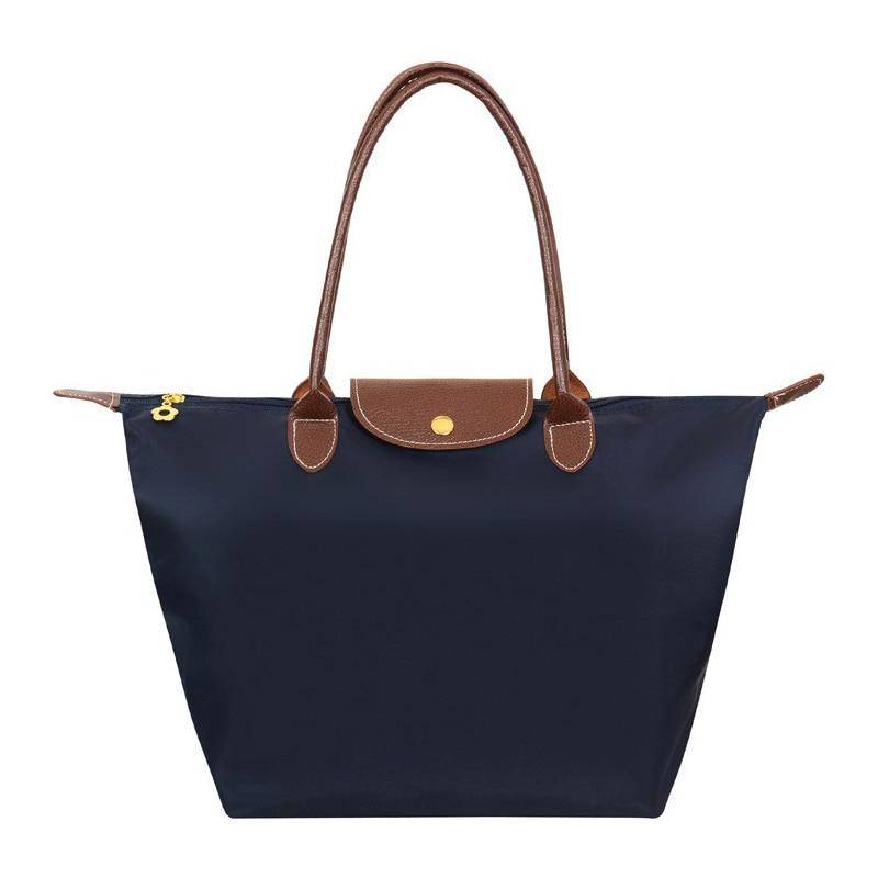 Neue Nylon Strand Tote Tasche Mode Frauen Handtasche Tote Oxford Schulter Taschen Weibliche Wasserdichte Knödel Falten Einkaufstasche 2024 S dunkelblaue von Joom DACH