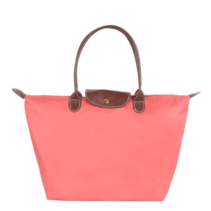 Neue Nylon Strand Tote Tasche Mode Frauen Handtasche Tote Oxford Schulter Taschen Weibliche Wasserdichte Knödel Falten Einkaufstasche 2024 S wassermelone roten von Joom DACH