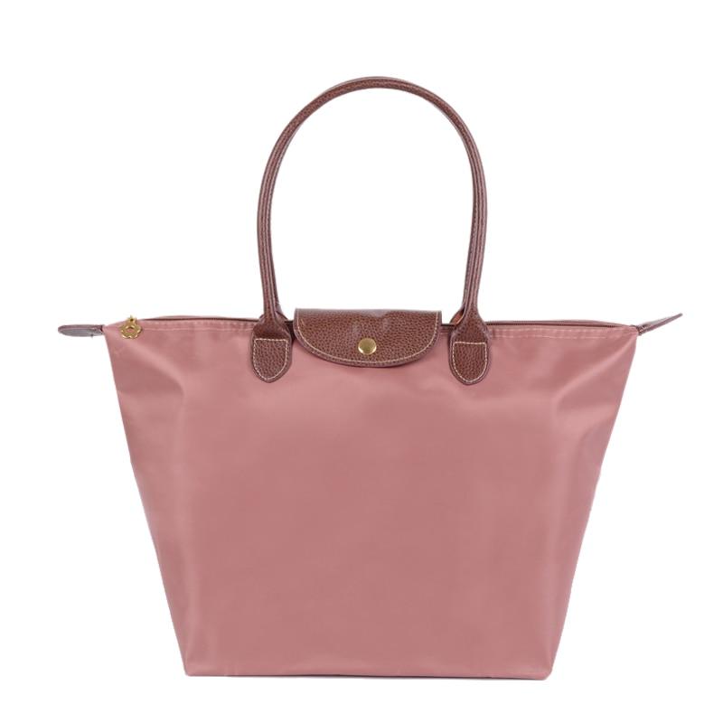 Neue Nylon Strand Tote Tasche Mode Frauen Handtasche Tote Oxford Schulter Taschen Weibliche Wasserdichte Knödel Falten Einkaufstasche 2024 S dunkel rosa von Joom DACH