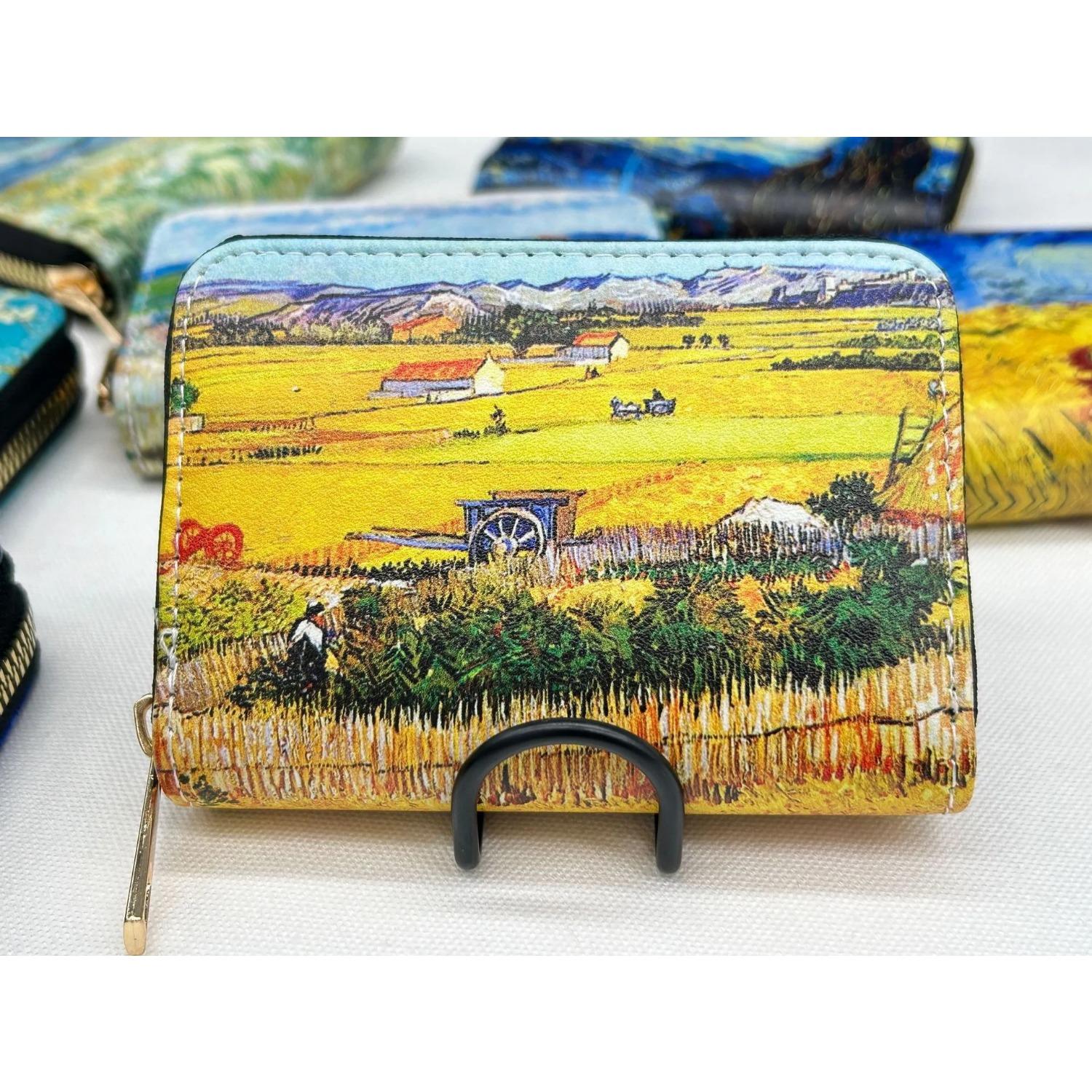 Neue PU-Leder-Druck-Münzen-Karten-Reißverschluss-Geldbörse Mode Van Gogh Gemälde Männer Frauen Kredit Passport Card Tasche Halter Souvenirs von Joom DACH