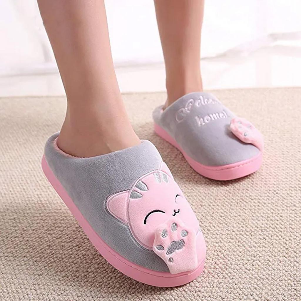 Neue Paar Winter Zu Hause Hausschuhe Frauen Schuhe Nette Cartoon Katze Hausschuhe Männer Warme Plüsch Gleitet Schlafzimmer Nicht-Slip boden Pantoffel 42-43 rosa von Joom DACH