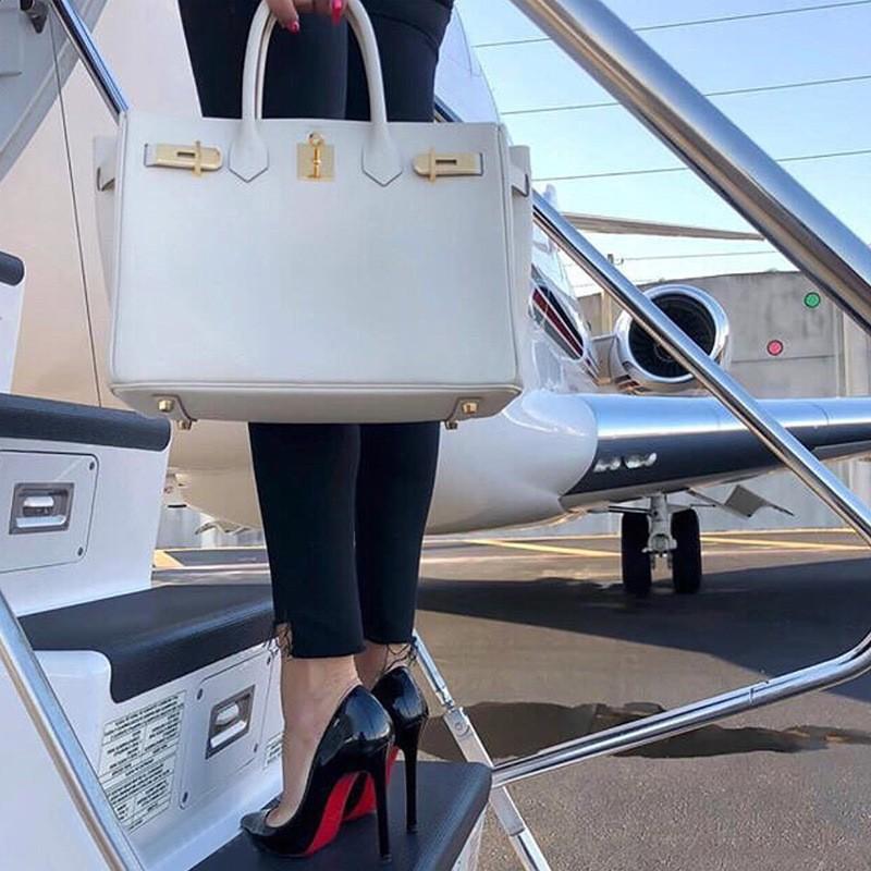 Neue Platin-Tasche aus Rindsleder mit Litschi-Muster und Krokodil-Muster für Damen, handliche Umhängetasche mit einer Schulter 30x16x22cm aero blau von Joom DACH