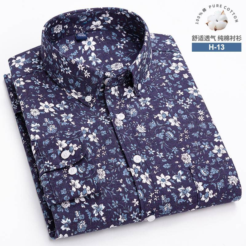 Neue Plus Größe 7XL Floral Männer Casual Shirts Langarm Baumwolle Regular Fit Freizeit Hemd für Mann 4XL von Joom DACH