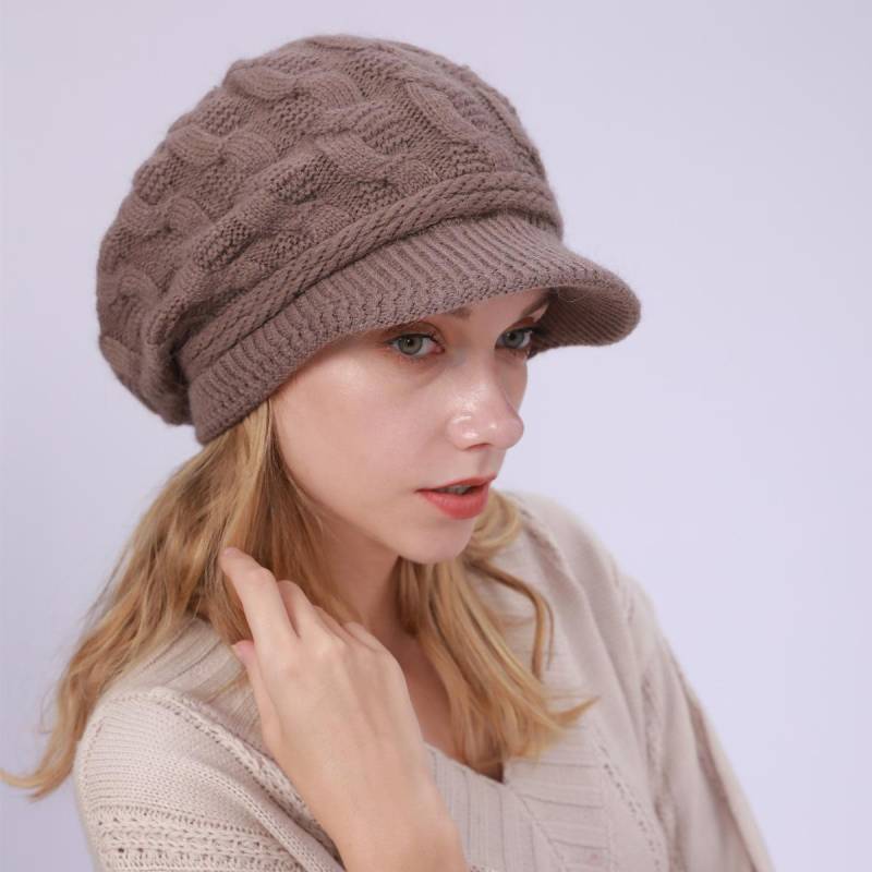 Neue Plus Samt Warme Kaninchen Faden frauen Einfarbig Baskenmütze Twist Hut Herbst und Winter frauen Gestrickte Schirmmütze one size khaki von Joom DACH