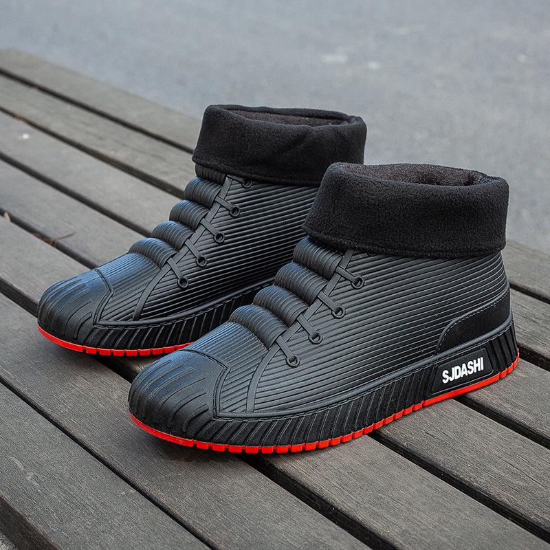 Neue Regenschuhe Herren wasserdichte Schuhe modische Studenten kurze Röhre Vier-Jahreszeiten-Arbeit rutschfeste Regenstiefel Gummischuhe für Erwachsene 40 von Joom DACH