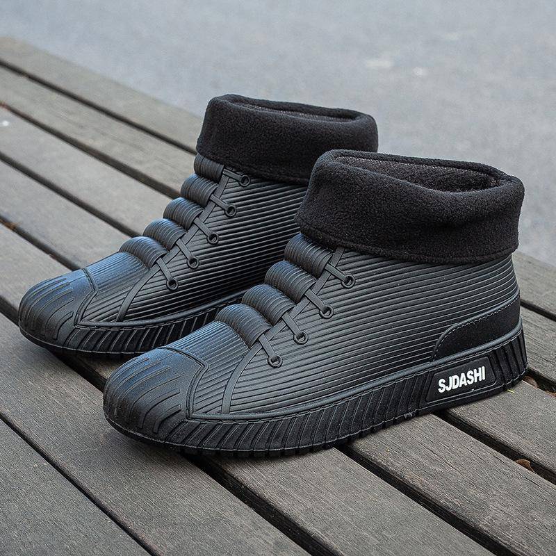 Neue Regenschuhe Herren wasserdichte Schuhe modische Studenten kurze Röhre Vier-Jahreszeiten-Arbeit rutschfeste Regenstiefel Gummischuhe für Erwachsene 43 von Joom DACH