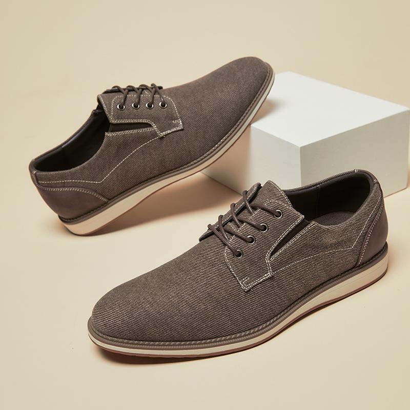 Neue Retro Atmungsaktive Business Spitz Herren Schnür-Canvas-Schuhe Atmungsaktive Freizeitschuhe Rutschfest 46 dunkelbraune von Joom DACH