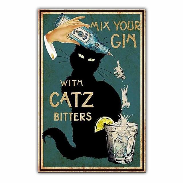 Neue Retro Kunst Tier Leinwand Malerei Büro Wand Kunst Lustige Cartoon Schwarze Katze Poster Wohnzimmer Korridor Hause Dekoration Wandbild kein Rahmen 21*30cm von Joom DACH