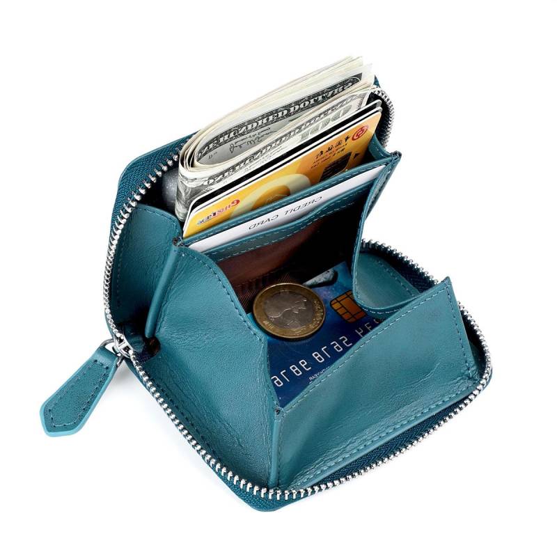 Neue Rindsleder Frauen Brieftaschen Weiblichen Echtem Leder Geldbörsen RFID Karte Halter Kleine Tragbare Geldbörse Große Kapazität Geld Tasche One Size blau von Joom DACH