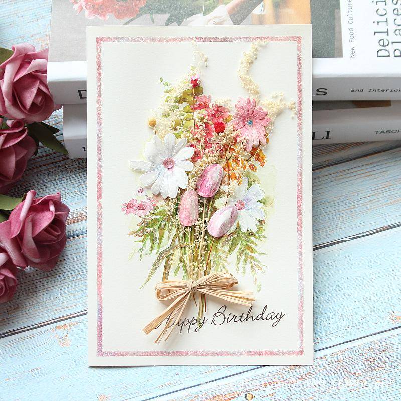 Neue Romantische Blume Geburtstag Weihnachten Karte Grußkarten Set Postkarte Party Hochzeit Danke Dekorationen Kreative Mädchen Geschenke von Joom DACH