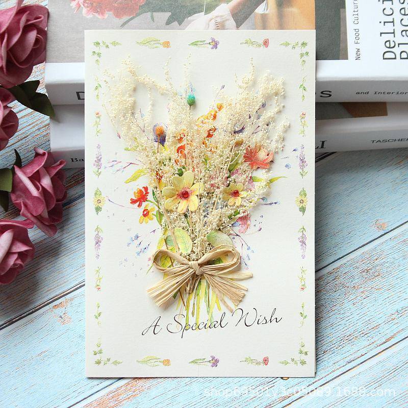 Neue Romantische Blume Geburtstag Weihnachten Karte Grußkarten Set Postkarte Party Hochzeit Danke Dekorationen Kreative Mädchen Geschenke von Joom DACH