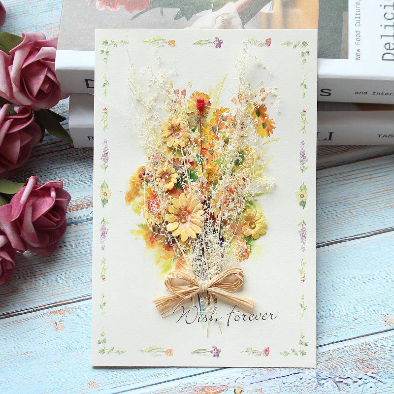 Neue Romantische Blume Geburtstag Weihnachten Karte Grußkarten Set Postkarte Party Hochzeit Danke Dekorationen Kreative Mädchen Geschenke von Joom DACH