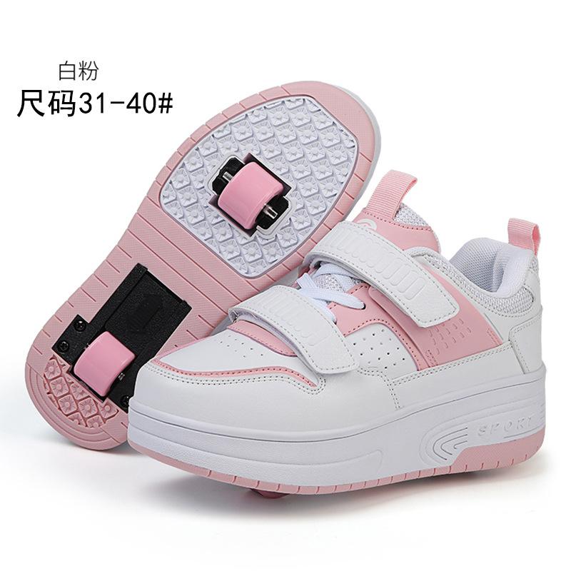 Neue Runaway Schuhe Doppelrollen-Schuhe Jungen Kinder mit Rädern Schuhe Mädchen Skates Erwachsene Deformationsschuhe 31 von Joom DACH