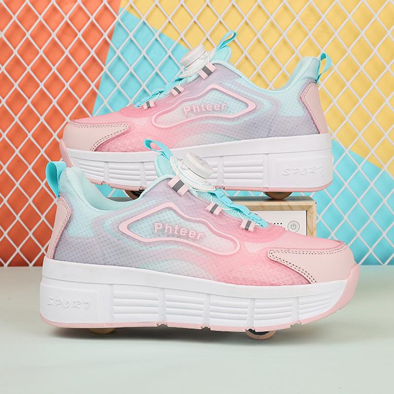 Neue Runaway Schuhe Doppelrollen-Schuhe Jungen Kinderschuhe mit Rollen Mädchen Rollschuhe 40 von Joom DACH